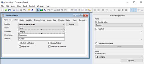 The new SOLIDWORKS PDM 2022 Card Editor Search Function