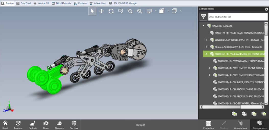 SOLIDWORKS PDM Preview Tab interface
