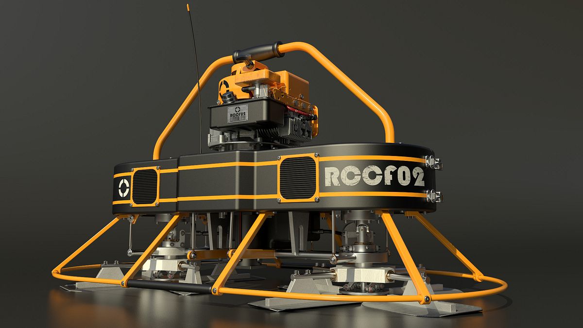Rendering of a Remote Control Concrete Finisher created in Inventor.