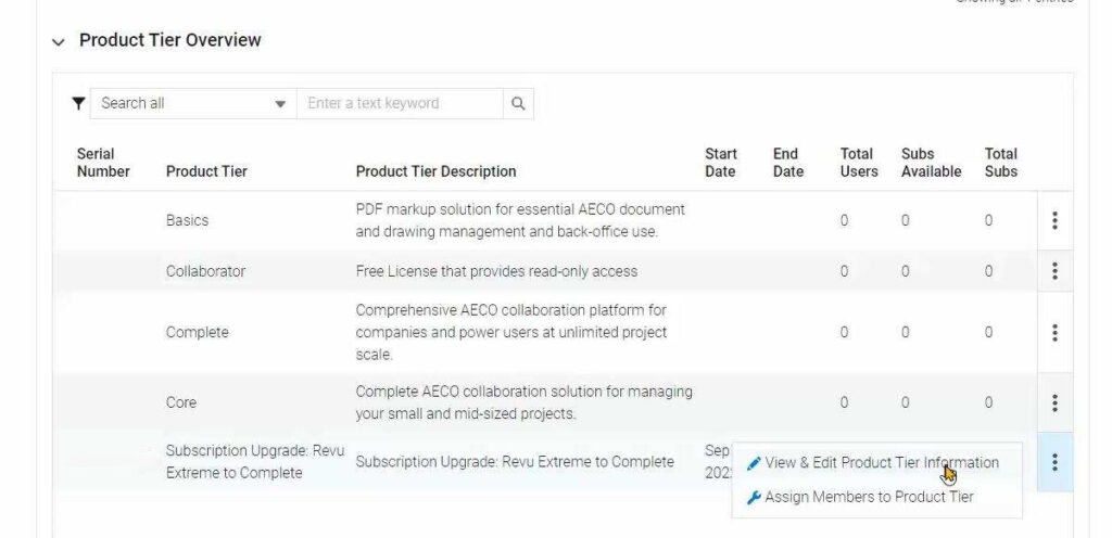 Bluebeam Product Tier Overview