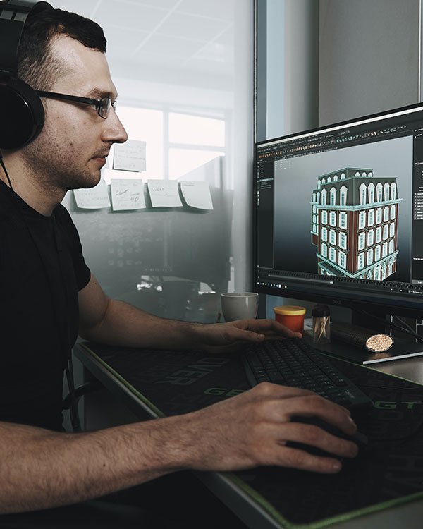Man working on CAD model
